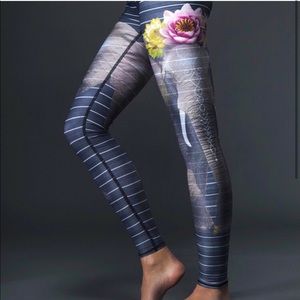 Teeki yoga leggings • recycled plastic yoga pants • elephant flower pattern